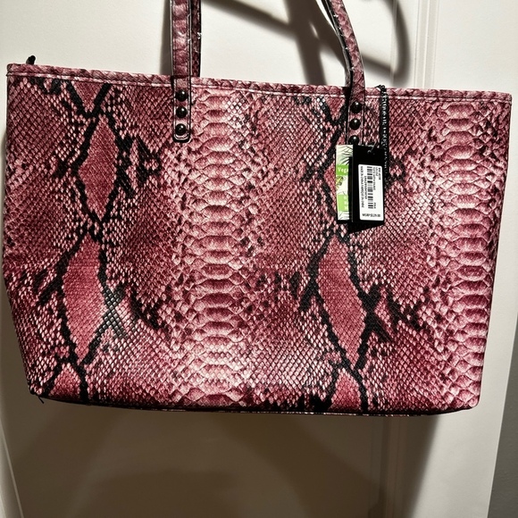 Badgley Mischka Pink Multicolor Snakeskin Tote - Picture 2 of 4
